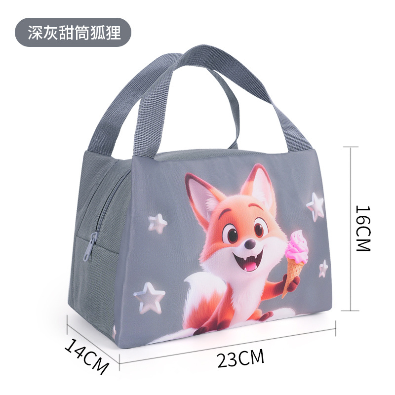 Bolsa de comida de moda de dibujos animados portátil con arroz, bolsa de hielo, película de aluminio fresca, bolsa de aislamiento térmico para el trabajo, bolsa de almuerzo para niños