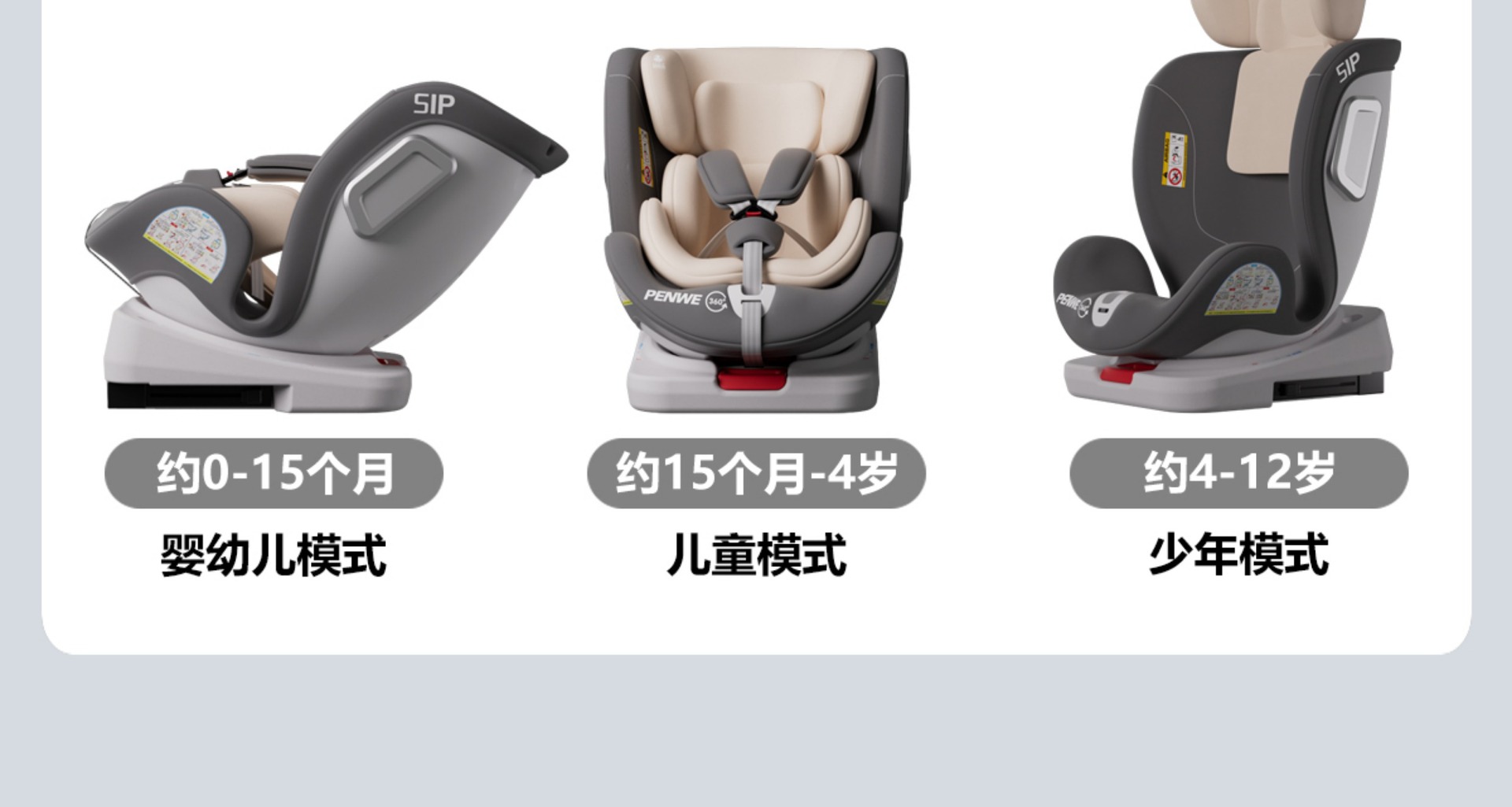 Child Safety Seat for Car Use, 360-Degree Rotating Portable Car Seat for Infants and Toddlers, Suitable for Ages 0-12, Can Be Used for Sitting and Reclining