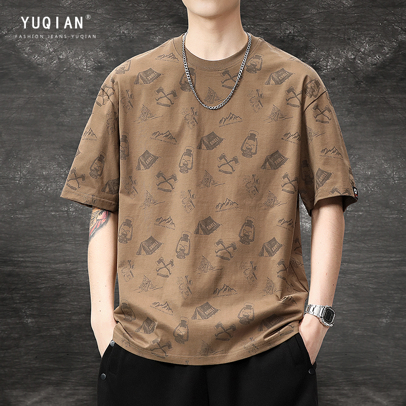 Cotton thin fashionable trend short sleeve T-shirt with a round…