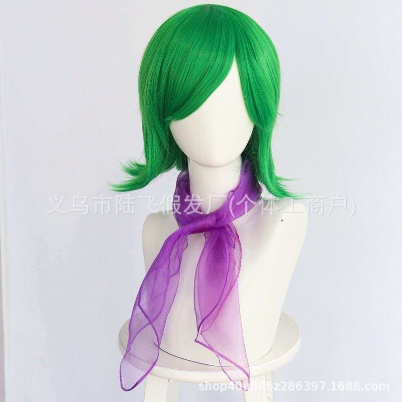 Inside Out Cosplay Wig, Green Shoulder-Length Short Hair with Upturned Ends, Anime Wig for Cosplay Inside Out Cosplay Wig, Green Shoulder-Length Short Hair with Upturned Ends, Anime Wig for Cosplay