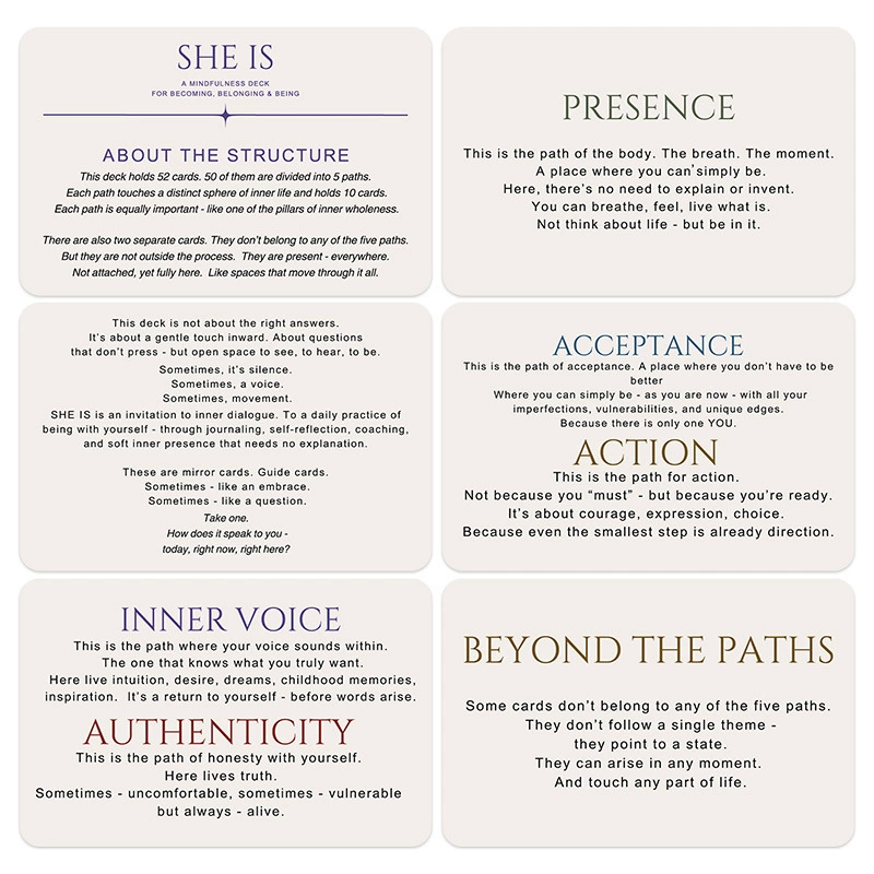 Cross-border new SHE IS Mindfulness Healing Board Game Cards 52-card mindfulness meditation card set factory in stock