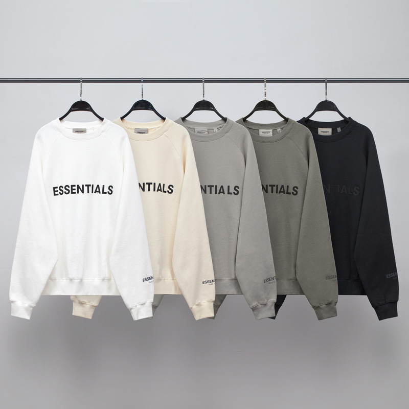 High Version Fog Multi-Line Essentials Trendy Brand Men's and Women's High Street Loose Chest Silicone Letter Round Neck Sweatshirt
