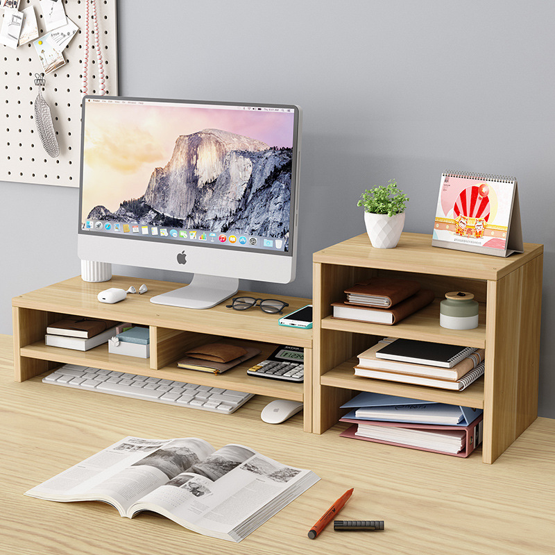 Desktop Monitor Elevated Laptop Office Desk Shelf Keyboard Storage Organizer Desktop Storage Box