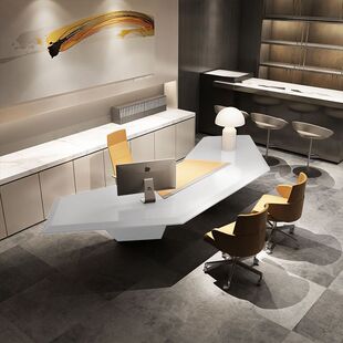 Customized Personalized Creative Manager Executive Desk Lacquered Boss Desk Simple Modern Light Luxury Office Ceo Desk Cross-Border