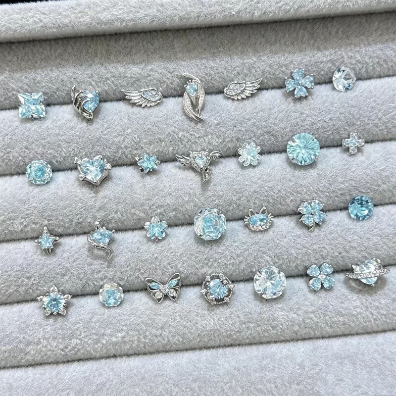 F136 titanium alloy fresh blue zirconium series ear bone stud, 1.2mm shank thickness, 0.9mm inner thread, spiral ear stud, ear accessory F136 titanium alloy fresh blue zirconium series ear bone stud, 1.2mm shank thickness, 0.9mm inner thread, spiral ear stud, ear accessory