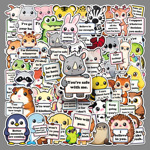 50张动物情感支持可爱创意个性语录贴纸背包相册耳机桌面装饰贴纸