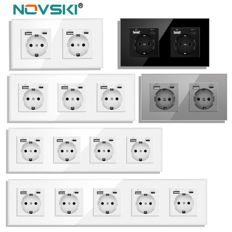 European standard wall German standard German power socket with USB socket type-c mobile phone charging panel foreign trade European standard wall German standard German power socket with USB socket type-c mobile phone charging panel foreign trade