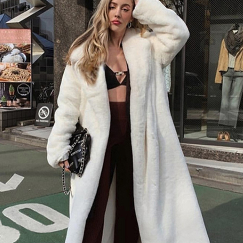 2024 European and American Autumn and Winter Imitation Rabbit Fur Coat for Women, Long Faux Fur Coat, Thick Warm Plush Coat, Large Size, European and American Style 2024 European and American Autumn and Winter Imitation Rabbit Fur Coat for Women, Long Faux Fur Coat, Thick Warm Plush Coat, Large Size, European and American Style