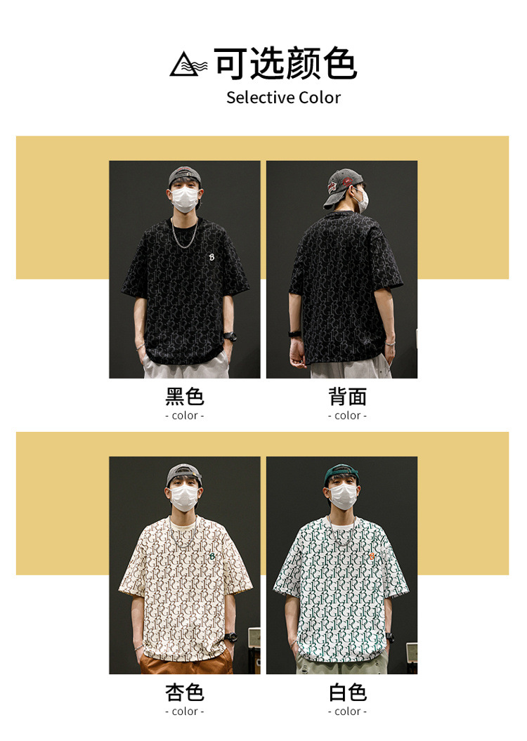 短袖t恤男士夏季新款圆领大码青年美式复古冰丝棉半袖T恤上衣男款详情31