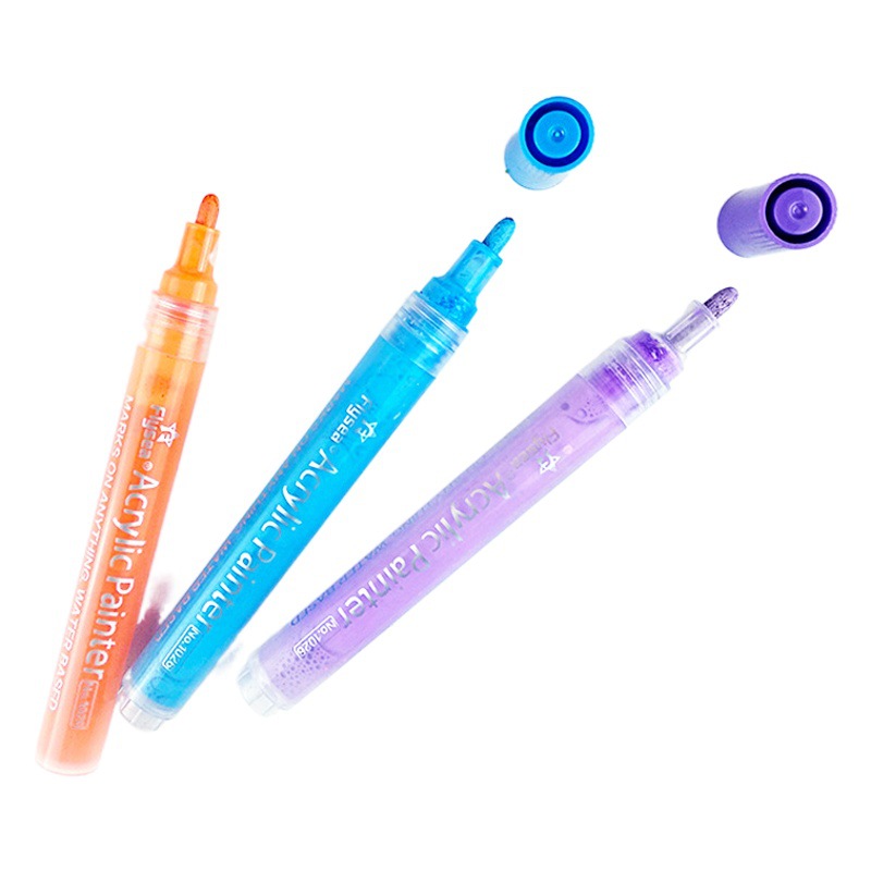 Flysea Water-Based Marker Wholesale Colorful Acrylic Pen Kidsren's Painting Fabric Leather Graffiti Pen Single Colorful Painting