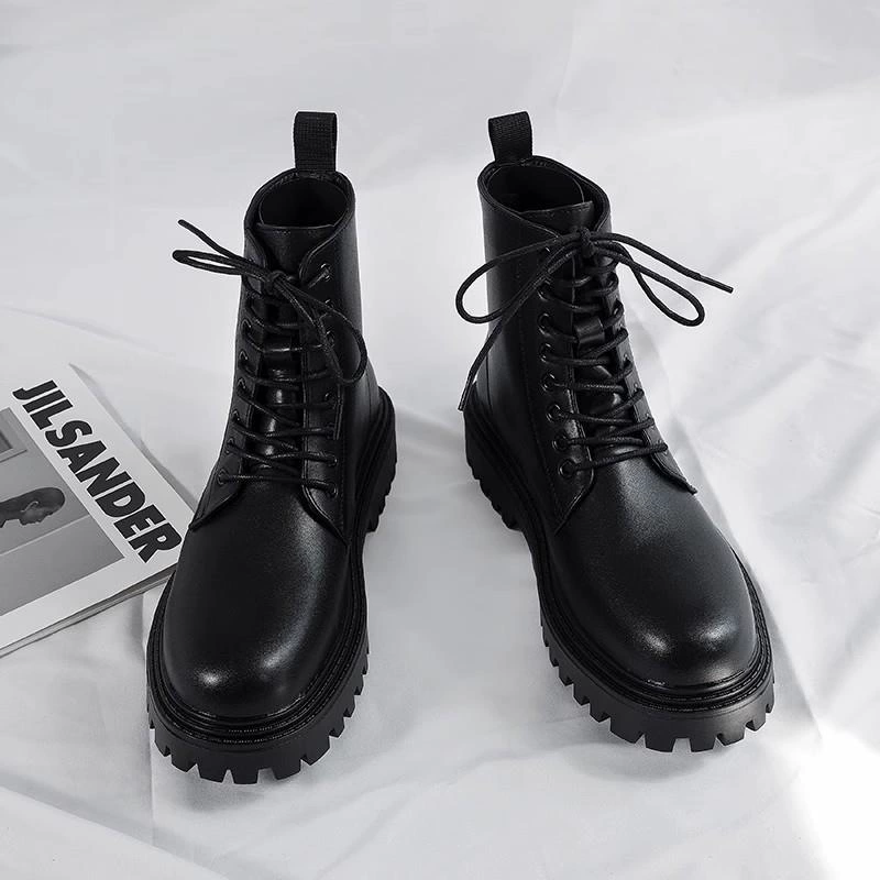 Мартенсы, высокие челси в английском стиле для кожаной обуви, черные low boots, британский стиль