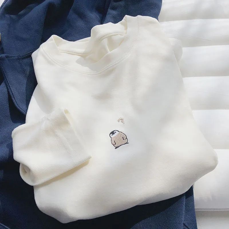 Outlets ~ official website Special Offer New German Velvet Soft Waxy Gentle Milk White Long Sleeve Loose Student Joker T-shirt Jacket Outlets ~ official website Special Offer New German Velvet Soft Waxy Gentle Milk White Long Sleeve Loose Student Joker T-shirt Jacket