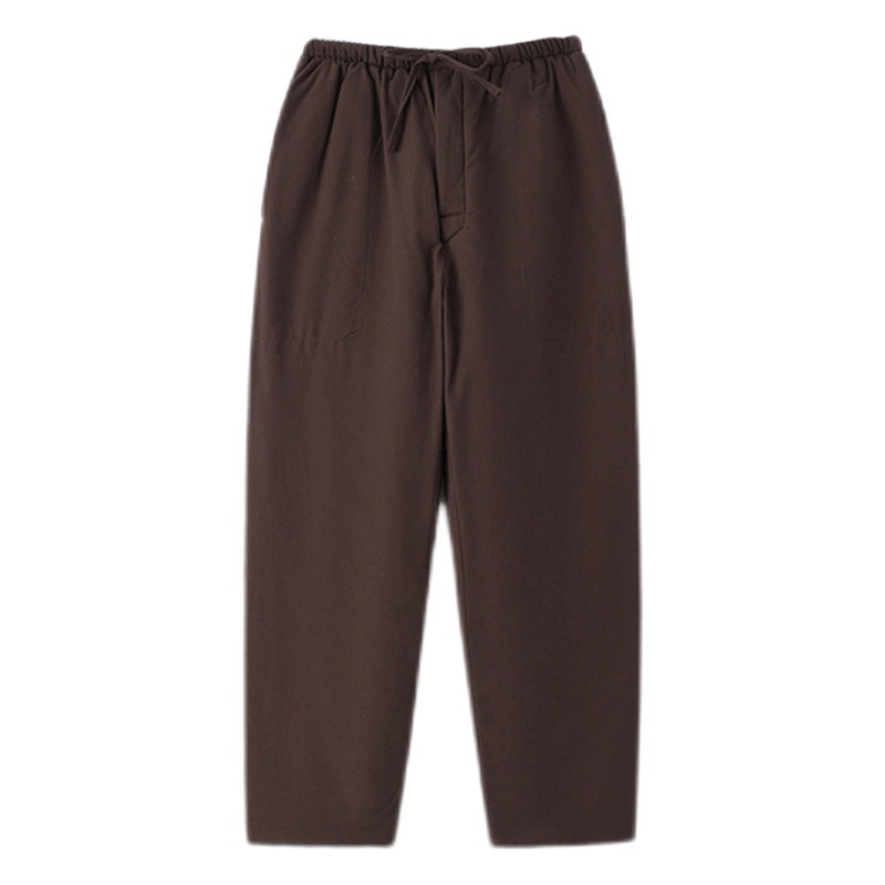 Coarse Cloth Thickened Tang Coat Men's Cotton Pants Chinese Style Middle-aged and Elderly Gaituan High Waist Silk Cotton Straight Front Opening Warm Pants