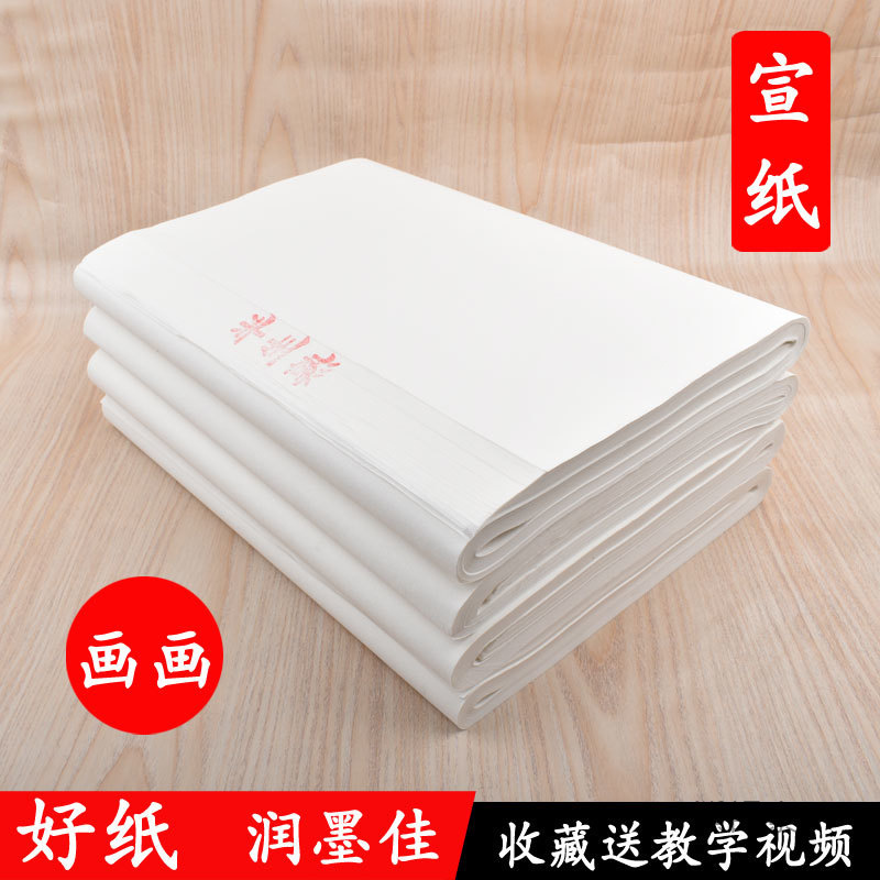 生宣纸国画专用纸书法纸工笔画画初学者学生毛笔字四尺半生半熟宣