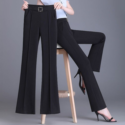 Women's Micro-Angle Suit Pants for Spring, Summer, and Autumn, High-Waisted, Slimming, Fitted, Versatile, Elastic, Drapey, Casual Micro-Angle Pants