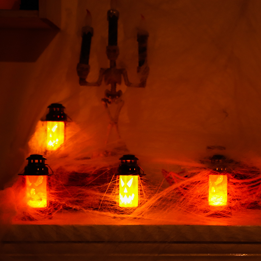 Lámpara de calabaza portátil de Halloween fantasma Festival decoración del partido suministros LED lámpara de queroseno vintage horror accesorios lámpara de cráneo