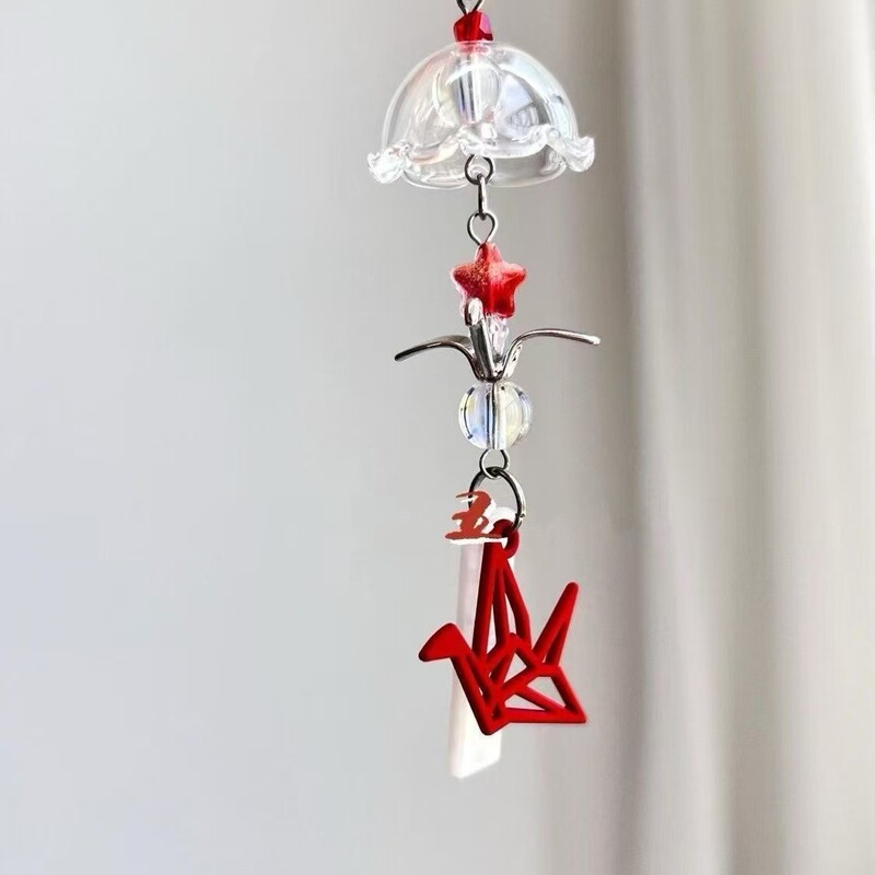 [Thousand Paper Cranes Wind Chime] Ccd Lanyard Handmade Beads Homemade Girly Heart Ins Mobile Phone Chain Guben Small Pendant Chain