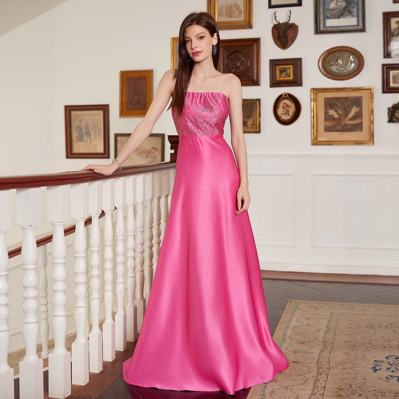 French Light Wedding Dress, Simple 2025 New Style V-Neck Long-Sleeved Banquet Elegant Evening Dress Engagement Certificate Dress