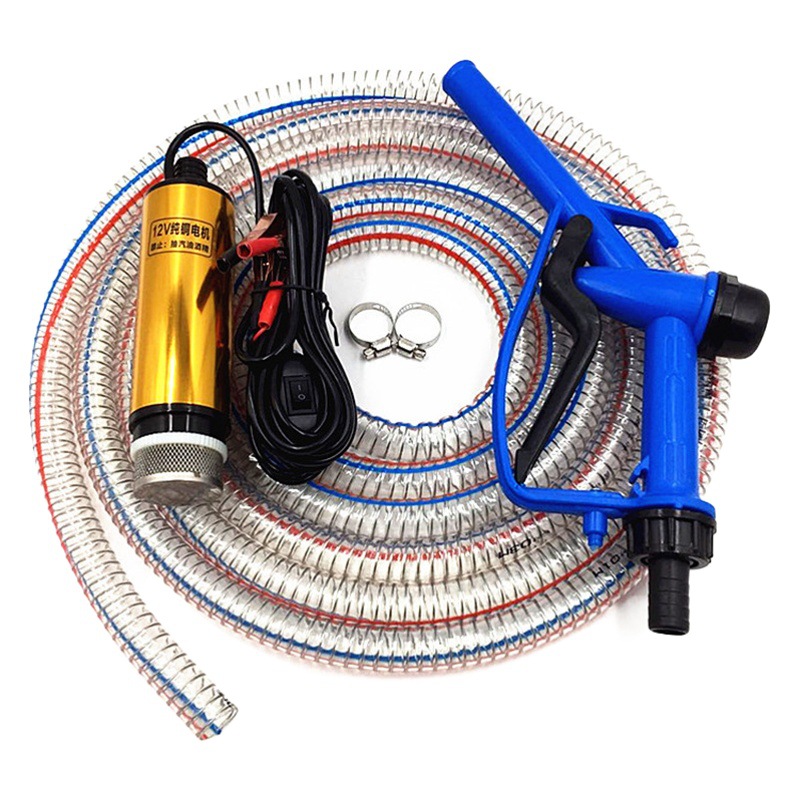 Bomba de aceite eléctrica 12V bomba diesel engrasador aceite pistola combinación traje auto-cebado bomba 24V bomba de agua bomba de aceite