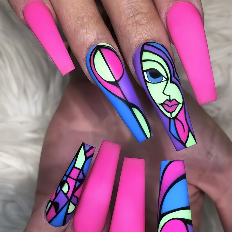 Long Ballet Nails Barbie Pink Art Style French Fake Nails Fairy ins Style European and American Nails Removable