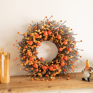Cross-border Harvest Festival Garland Autumn Garland Thanksgiving Garland Garland Flower Pumpkin Branches Handmade DIY Front Door Hanging