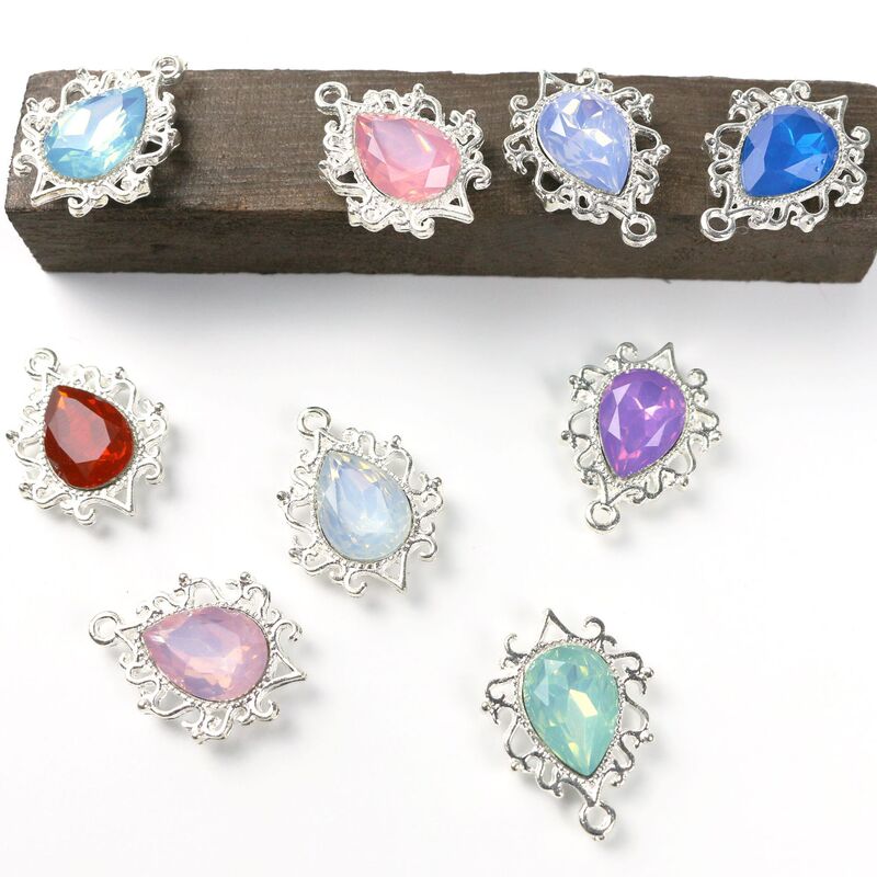 New Silver Alloy Lace Resin Protein Water Drop Single Pendant Pendant DIY Handmade Earring Accessories Wholesale