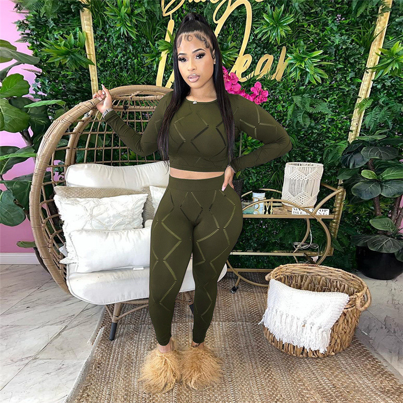 Daily, Street Occasion Daily Street Women's Casual Sexy Solid Color Polyester Hollow Out Pant Co-ord Set Pants Sets