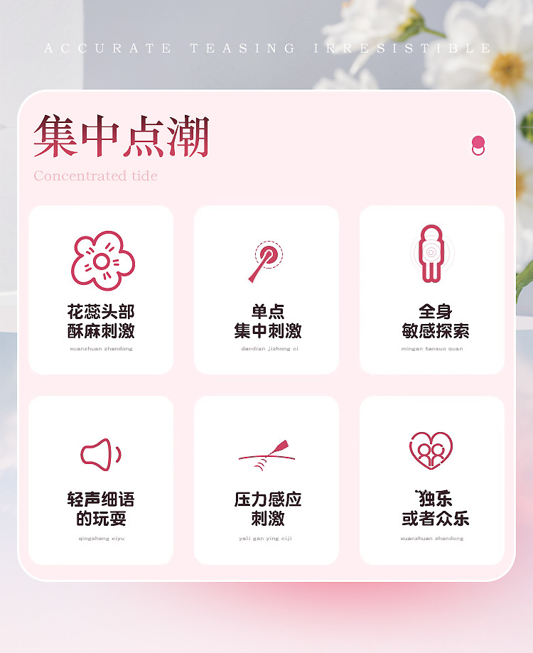 Rechargeable Lotus Multi-Frequency Vibrator Wand, Silicone Heating Teasing Stick, Pink — detail image 2