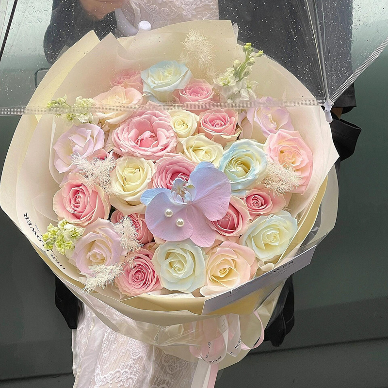 玫瑰永生花束七夕送女友高级感花束温柔仿真香皂花束混搭玫瑰花束|undefined