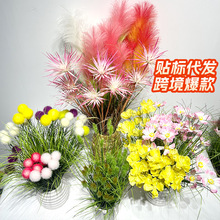 跨境热销仿真桑格花室内造景晴天草仿真芦苇毛毛虫单支假绿植批发