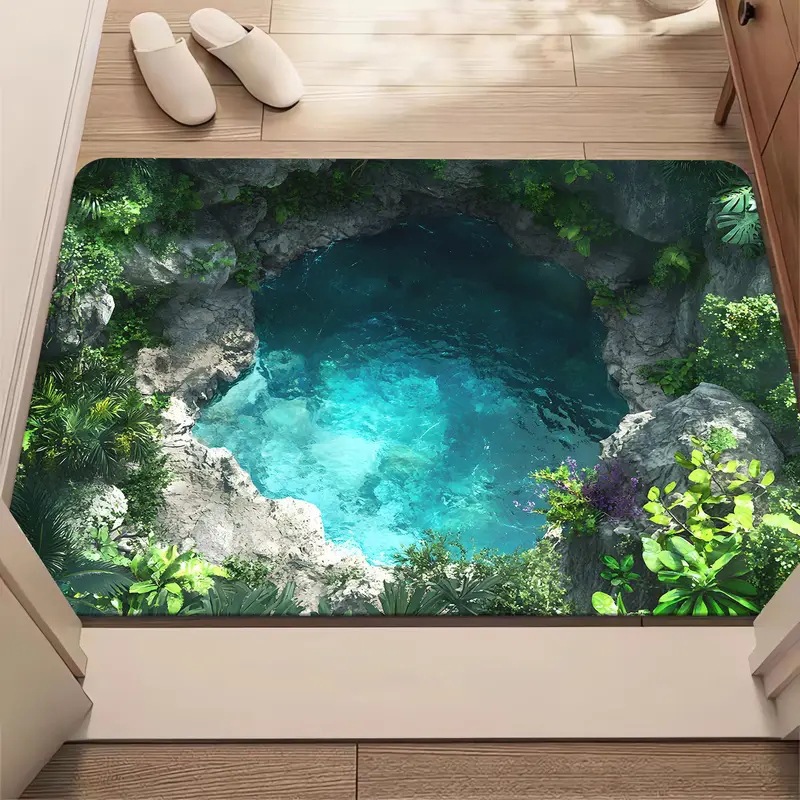 3d Illusion Bathroom Rug Non-slip Absorbent Chenille Mat Quick Dry_voghion.com