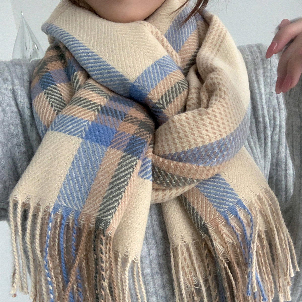 2025 New Autumn and Winter Long Scarf Women's Winter Korean and Japanese Version Student Christmas Imitation Cashmere College Easiest for Match Plaid Shawl 2025 New Autumn and Winter Long Scarf Women's Winter Korean and Japanese Version Student Christmas Imitation Cashmere College Easiest for Match Plaid Shawl