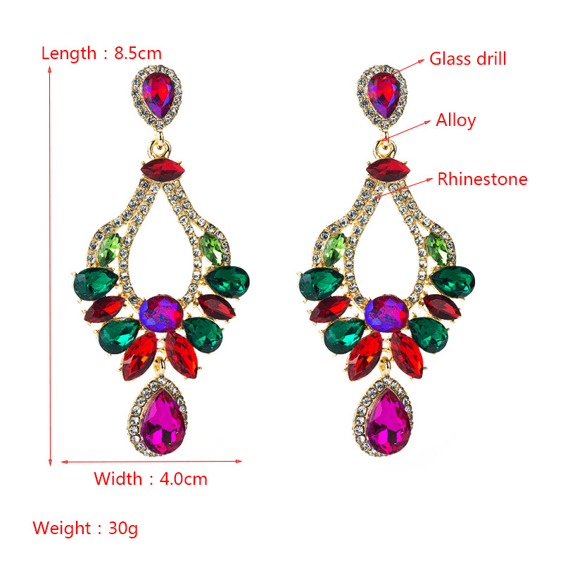 20g Weight Electroplating Gold Plating Process Fashion Geometric Diamond Alloy Artificial Gemstones Earrings