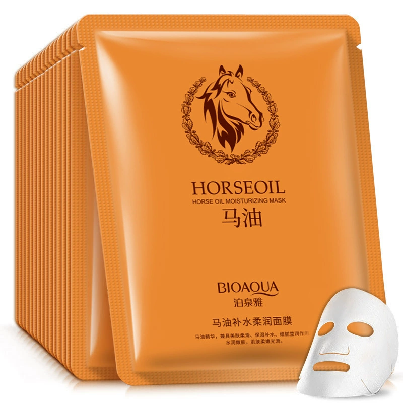 泊泉雅 Moisturizing soft nutritious brightening face mask for men and women, contains horse oil, shrinks pores, skin tone brightening