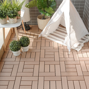 Balcony Floor diy Outdoor Plastic Wood Floor Stitching Installation-Free Wood Plastic Board Outdoor Terrace Self-Laying Garden Plastic Wood
