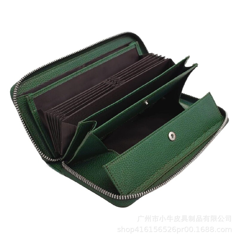 Japan Amazon Best-Selling Genuine Leather Long Zipper Women's Accordion Wallet Fashionable First-Layer Cowhide Accordion Card Holder
