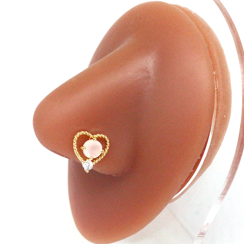 Casual Heart Shape Stainless Steel Plating Inlay Zircon Nose Ring display picture 2