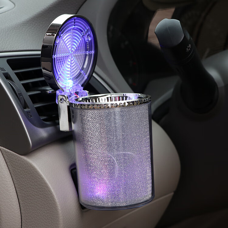 Car-mounted ashtray, high-temperature resistant, colorful, multifunctional, creative, hanging type, air vent ashtray with LED light for the car interior