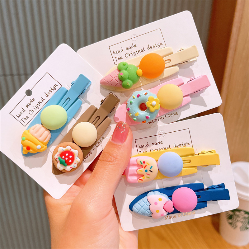 Pastel de helado maquillaje clip chica dulce lindo sin costuras horquilla flequillo clip de color caramelo clip lateral accesorios para el cabello