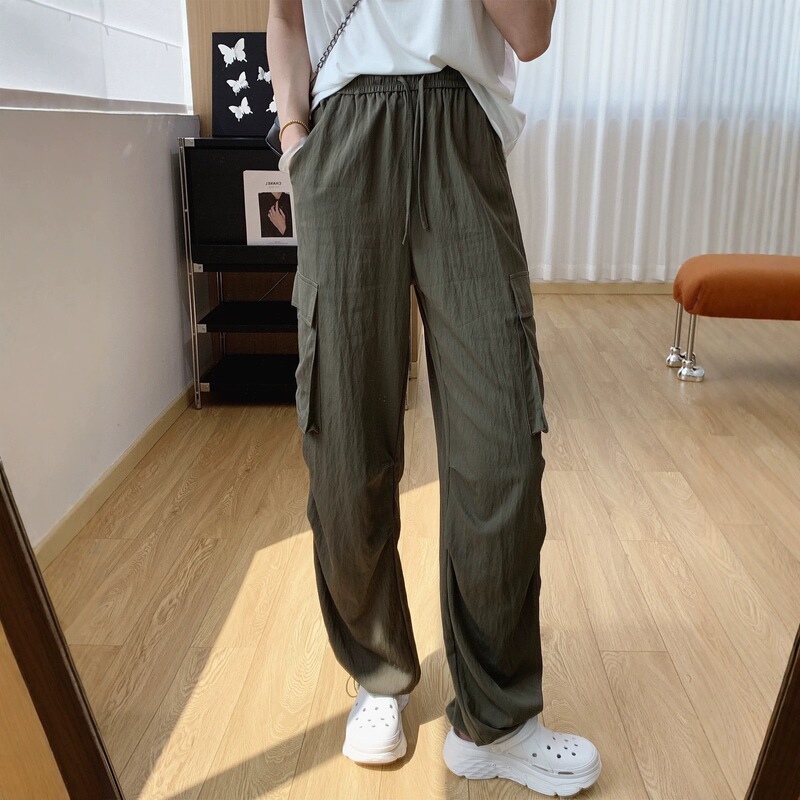 Cooling Sun-Protection Quick-Dry Parachute Pants! Women's Summer Thin Workwear Casual Pants with Adjustable Cuffs Cooling Sun-Protection Quick-Dry Parachute Pants! Women's Summer Thin Workwear Casual Pants with Adjustable Cuffs