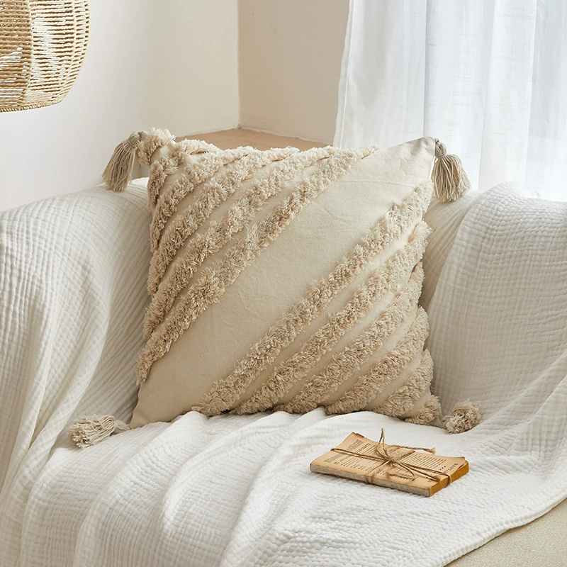Decorative Pillowcase 45×45 cm, boho velvet with tassels, available with or without insert