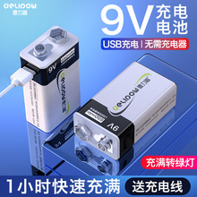 德力普9v充電電池鋰電usb套裝話筒萬能萬用表6f22九伏9號方塊電池