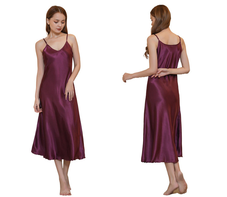Home Daily Sexy Solid Color Imitated Silk Polyester Pajama Sets display picture 8