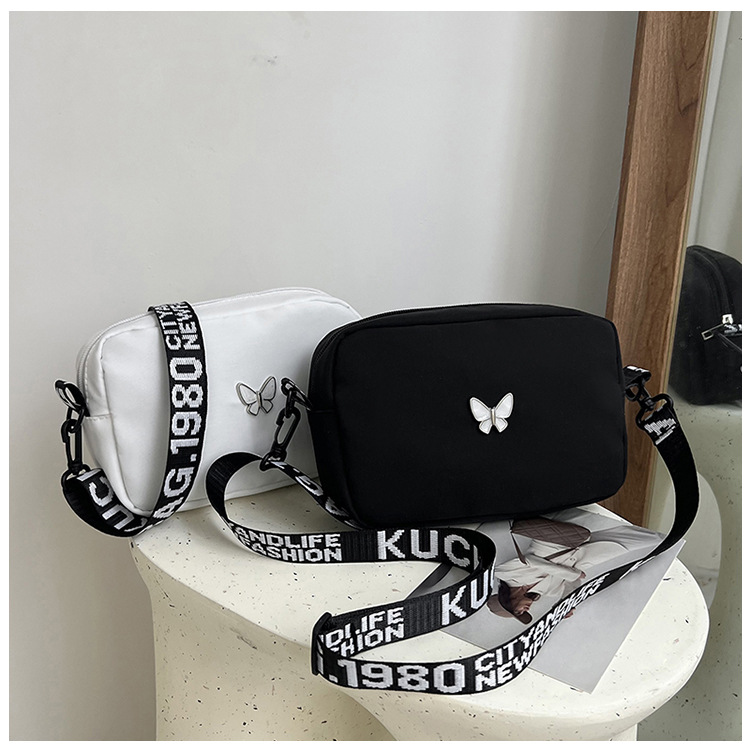 wholesale elegant butterfly simple small bag women's nylon cloth wide shoulder strap underarm bag casual shoulder solid color crossbody bag undefined
