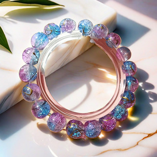 2025 Summer Promotion Travel Bracelet Purple Qi Dong Lai Brushed Floral Beads Versatile Bracelet Women's Beaded Bracelet