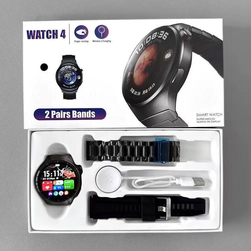 クロスボーダー WATCH4 Bluetooth スマートウォッチ心拍数血圧音楽制御歩数計ラウンド Bluetooth スポーツウォッチ|undefined
