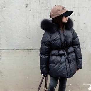 Winter New Girls down Jacket Real Fox Fur Children Slim Coat