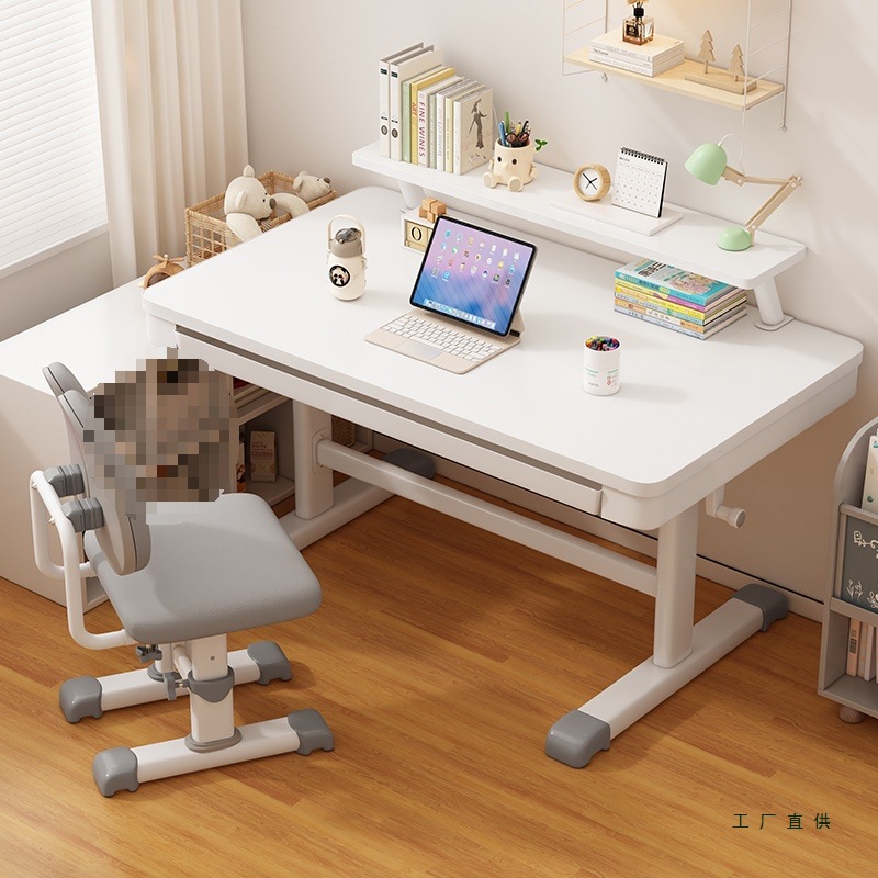 2025 New Children's Study Table Primary School Student Desk Home Adjustable Writing Desk and Chair Set Hand-Cranked Table