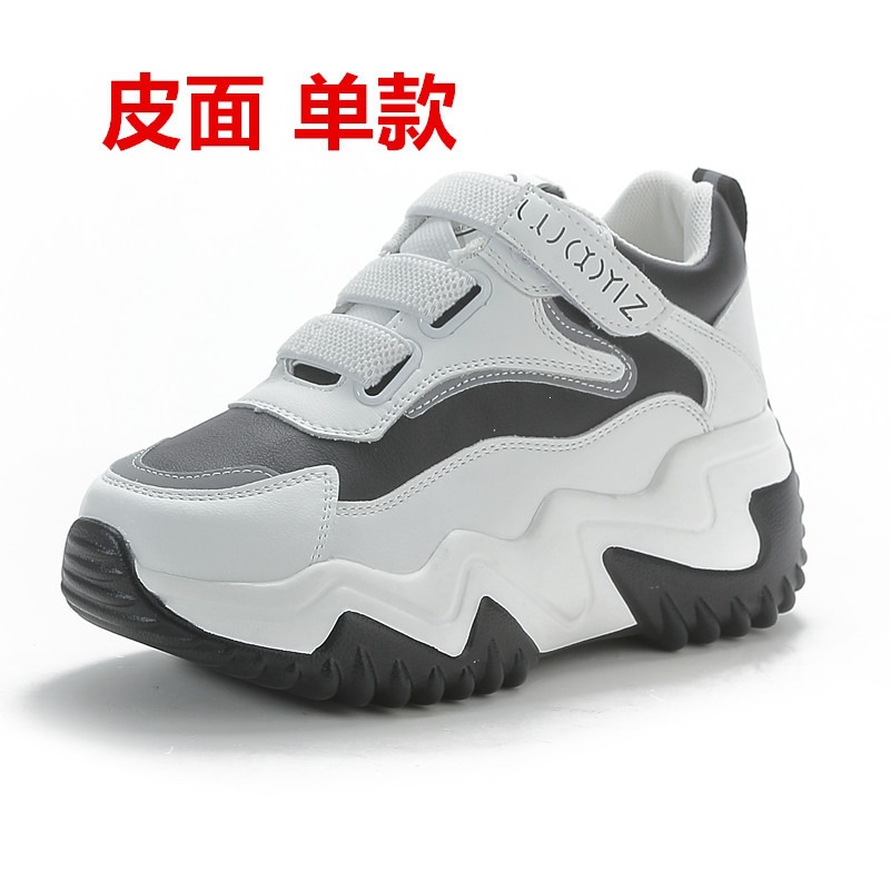 Aumentar la altura de los zapatos de mujer, zapatos casuales de soleas gruesas, otoño y invierno nuevos velcro ligero, zapatos de altura baja, zapatos de muffin transpirables.