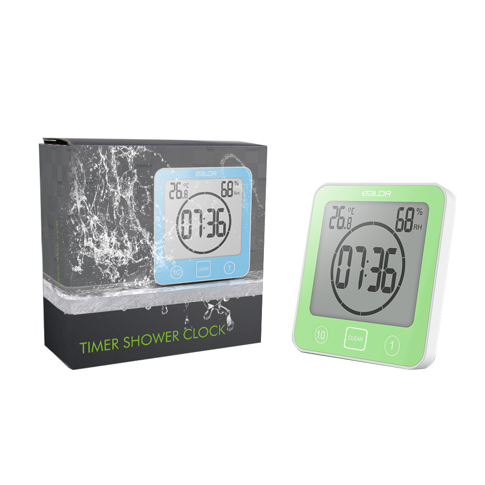 Medidor de temperatura y humedad del reloj de pared reloj de baño impermeable de Cuenta regresiva transfronteriza de 1/10 minutos con ventosa Generación de temporizador de cocina